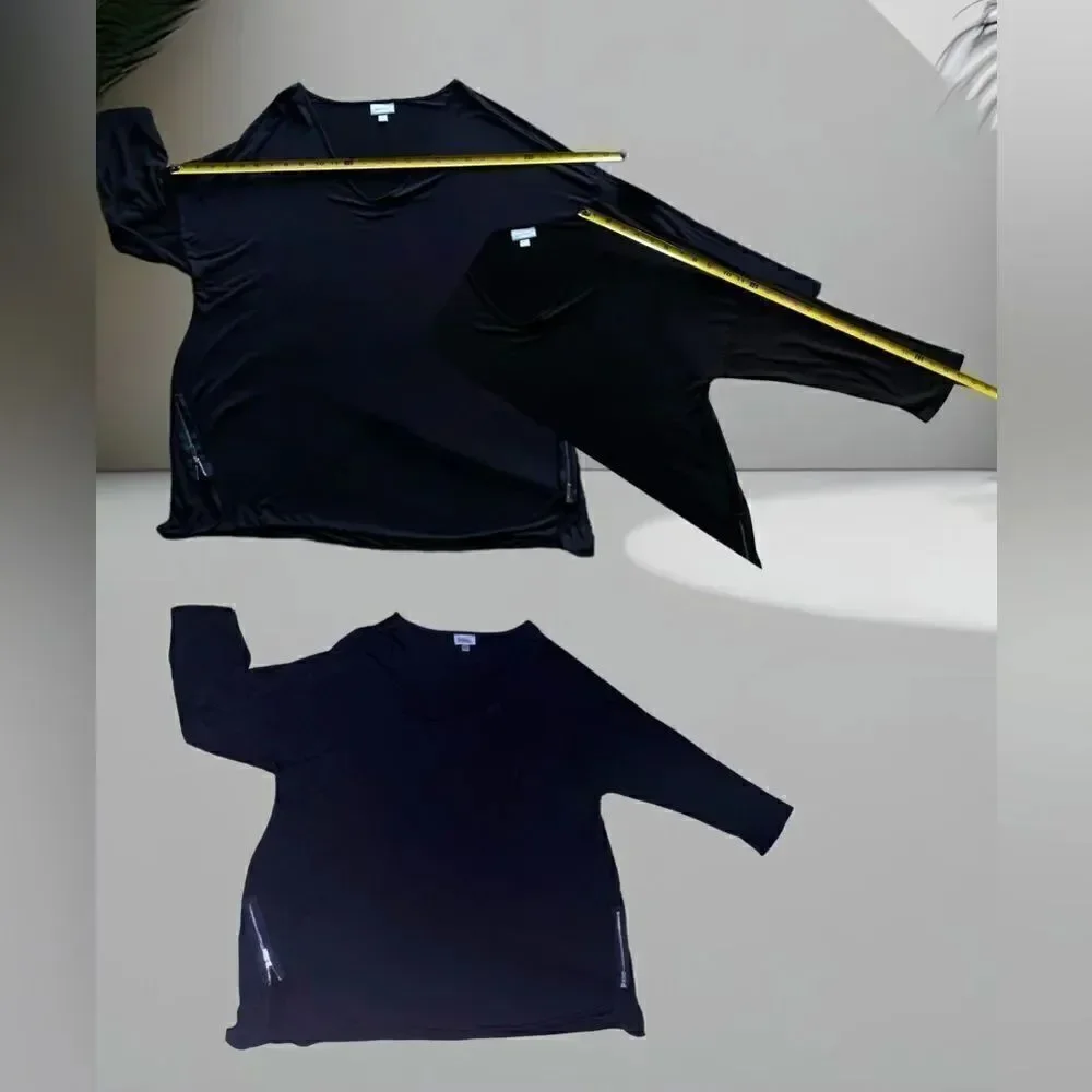 Avenue l Plus l Black Tunic l 2 zippers l V-neck l 18 l VGUC